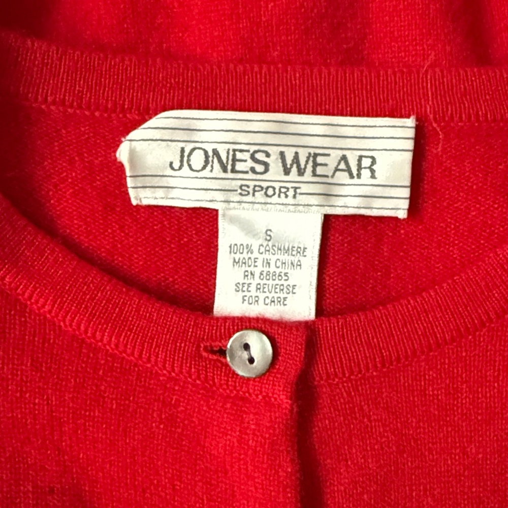 Jones Wear Vibrant Red Cashmere Cardigan. Size S. - Picture 3 of 3
